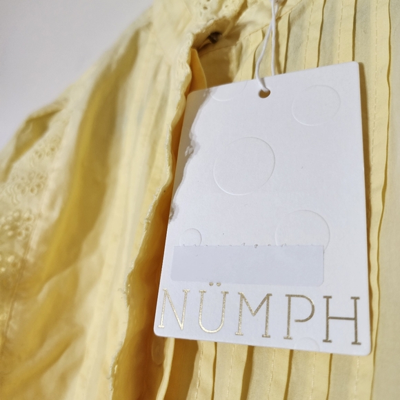 NÜMPH 100% Cotton Yellow Shirt Long sleeves Mandarin collar - Picture 9 of 14